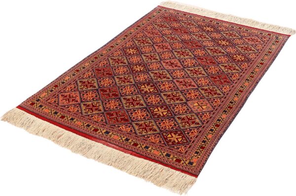 Afghan Orientteppich 118 × 177 cm, Seide, handgeknüpft