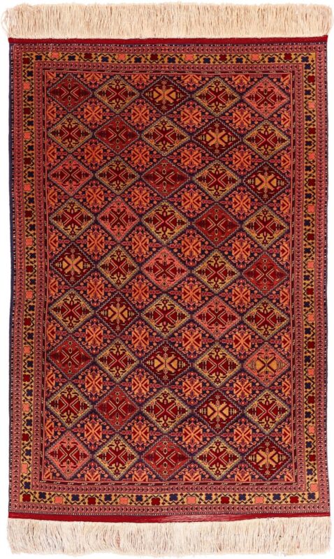 Afghan Orientteppich 118 × 177 cm, Seide, handgeknüpft