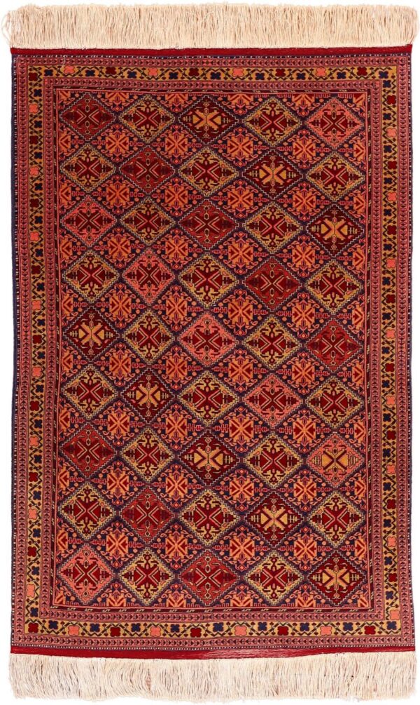 Afghan Orientteppich 118 × 177 cm, Seide, handgeknüpft