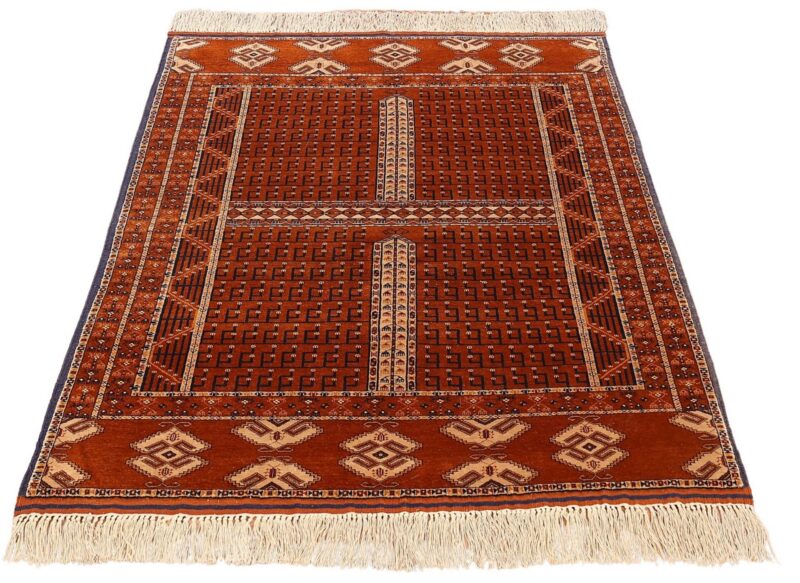Afghan Orientteppich 123 × 179 cm, Seide, handgeknüpft antik