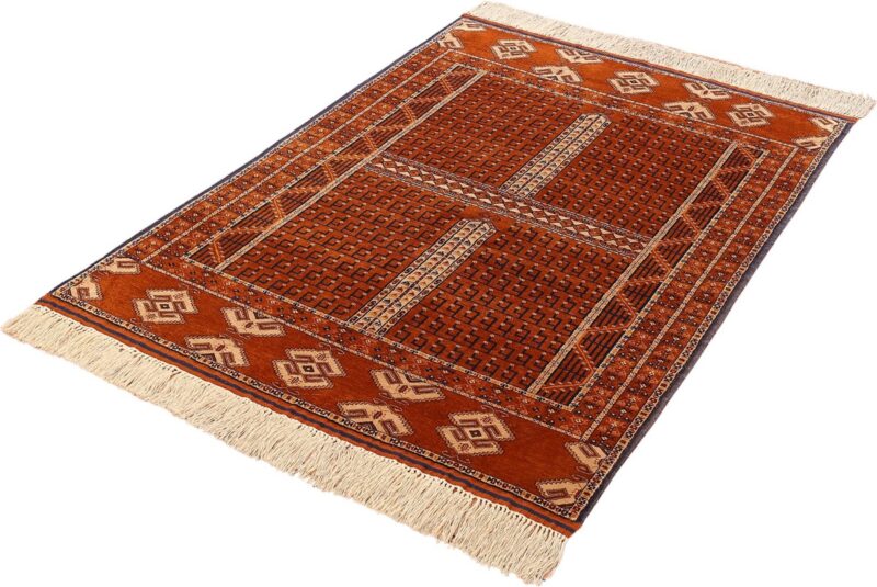 Afghan Orientteppich 123 × 179 cm, Seide, handgeknüpft antik