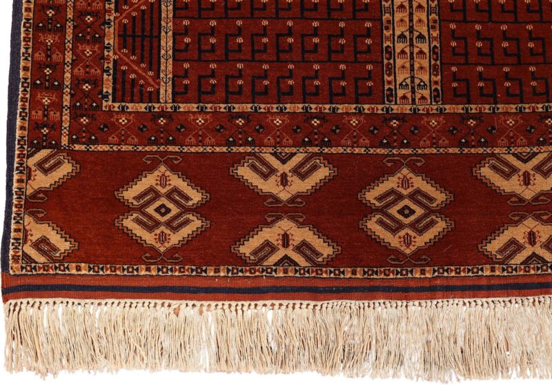 Afghan Orientteppich 123 × 179 cm, Seide, handgeknüpft antik