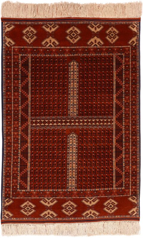 Afghan Orientteppich 123 × 179 cm, Seide, handgeknüpft antik
