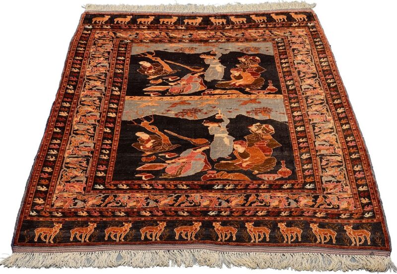 Afghan Orientteppich 123 × 180 cm, Seide, handgeknüpft