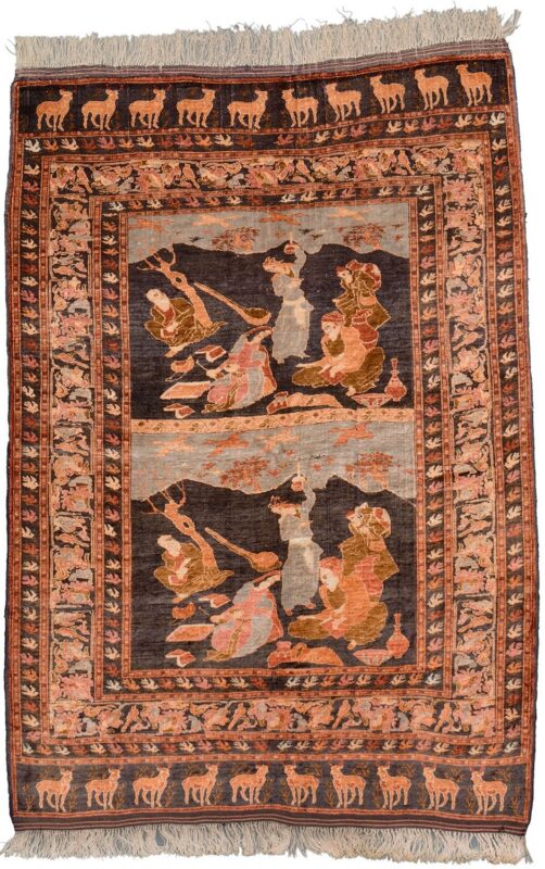 Afghan Orientteppich 123 × 180 cm, Seide, handgeknüpft