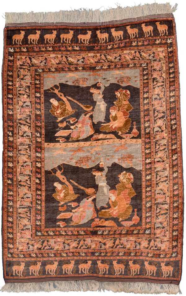 Afghan Orientteppich 123 × 180 cm, Seide, handgeknüpft