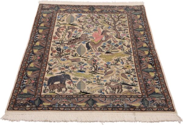 Agra Orientteppich 125 × 185 cm, Schurwolle-Seide, handgeknüpft