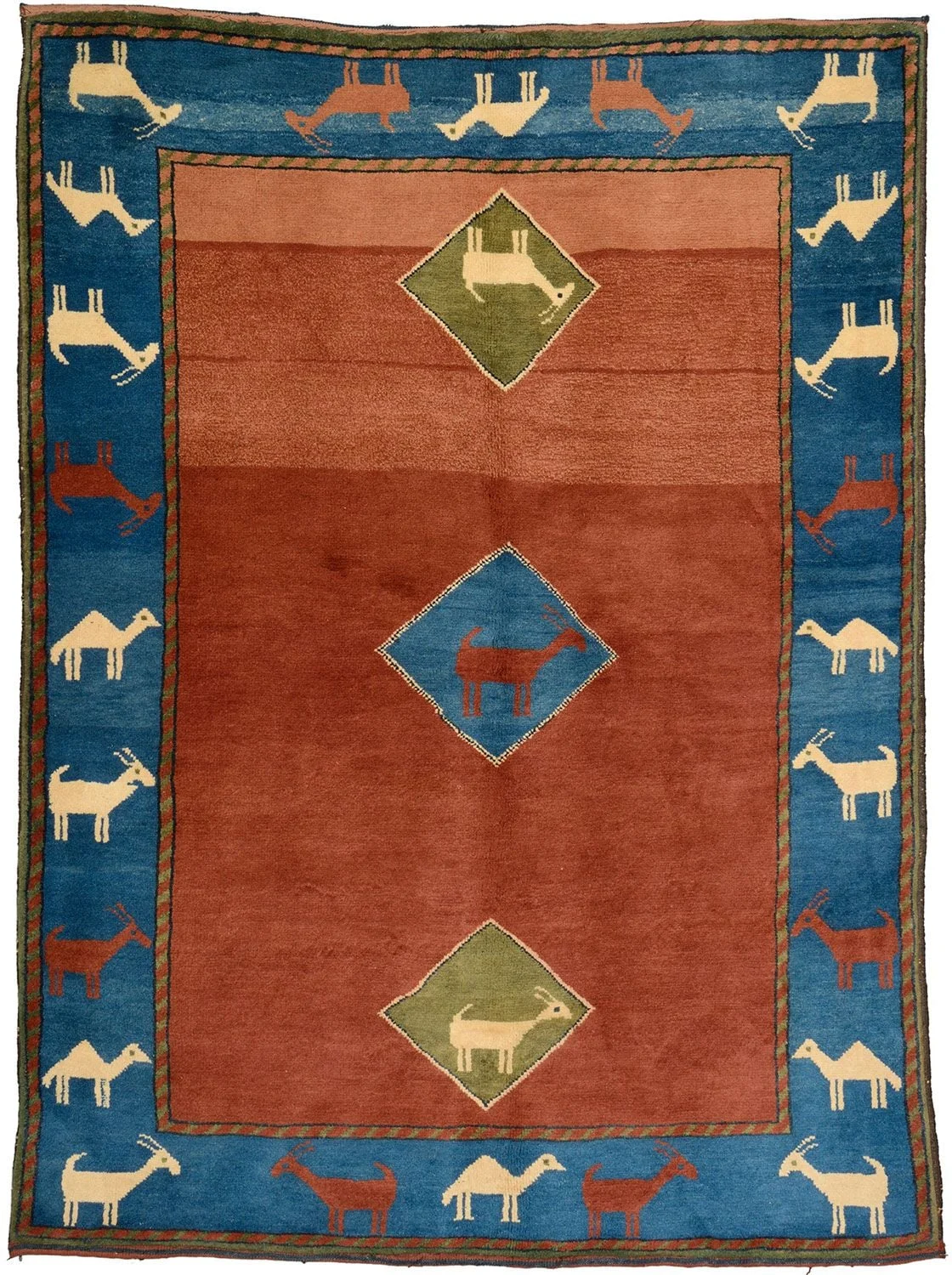 Gabbeh Orientteppich 146 × 200 cm, Schurwolle, handgeknüpft antik