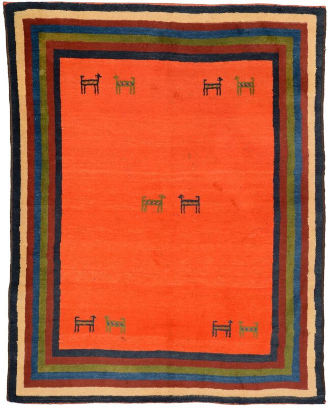 Gabbeh Orientteppich 154 × 191 cm, Schurwolle, handgeknüpft