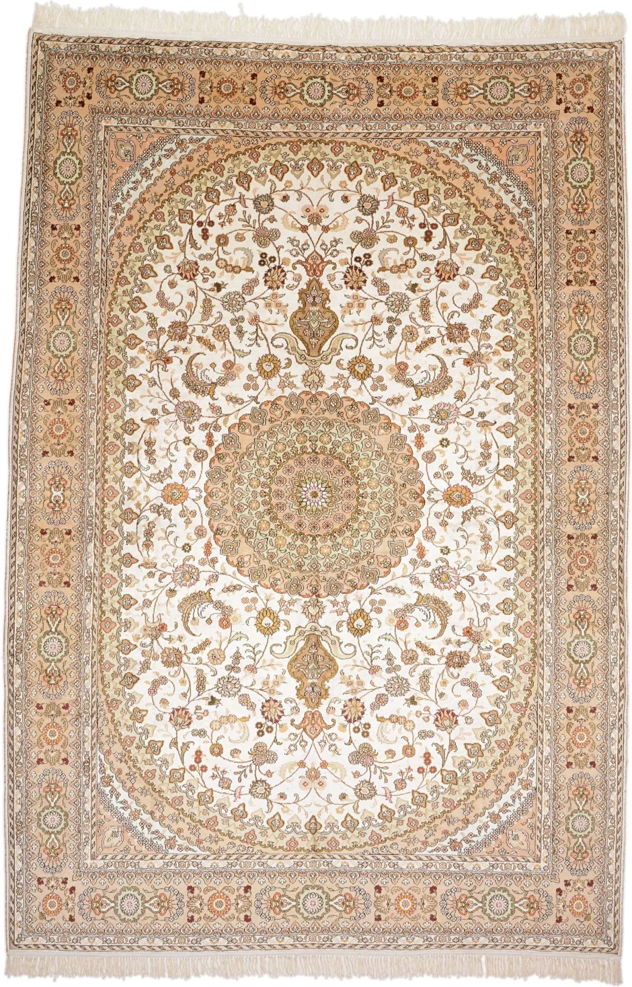 Ghom Orientteppich 190 × 278 cm, Seide, handgeknüpft Luxus