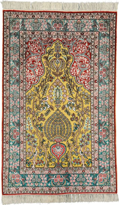 Ghom Orientteppich 91 × 152 cm, Seide, handgeknüpft exklusiv