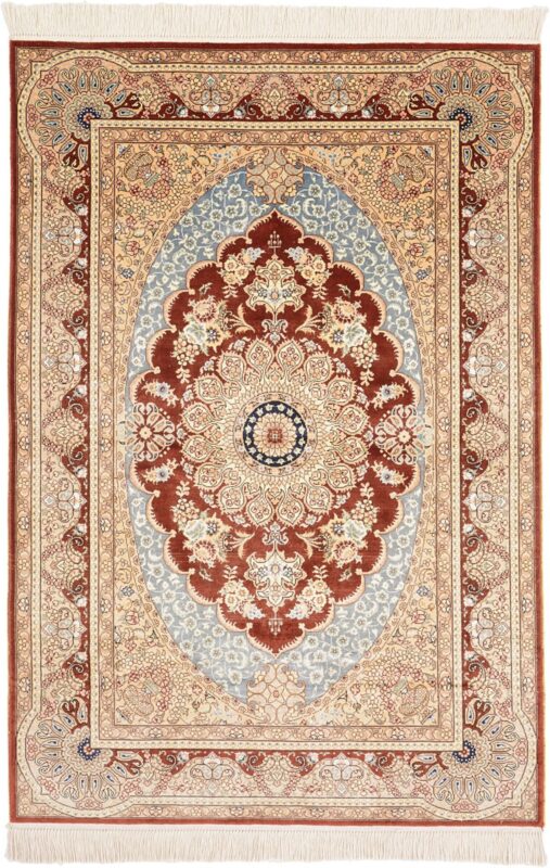 Ghom Orientteppich 92 × 136 cm, Seide, handgeknüpft