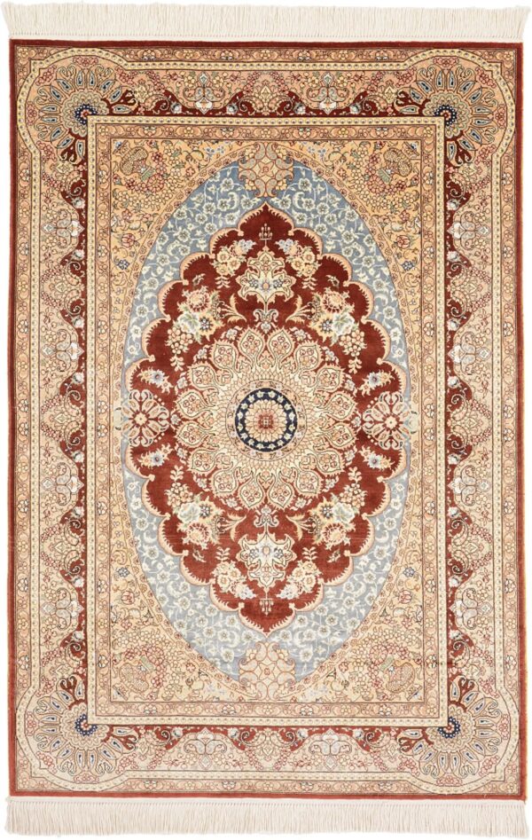 Ghom Orientteppich 92 × 136 cm, Seide, handgeknüpft