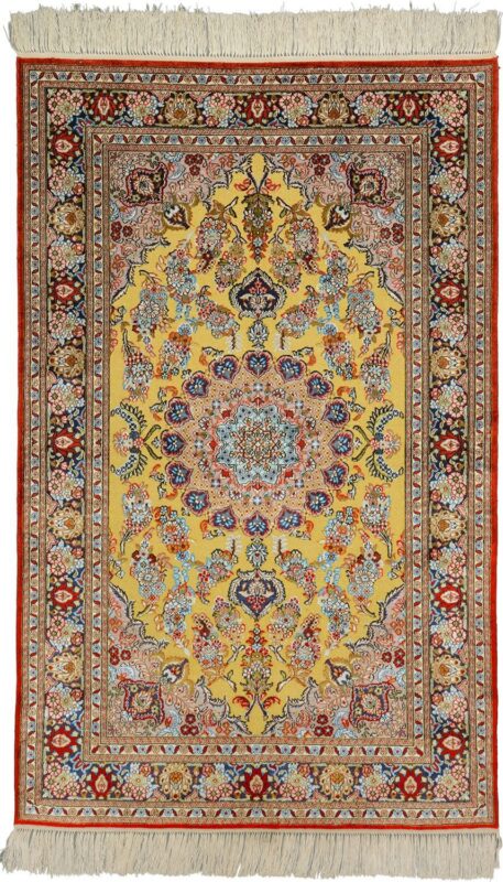 Ghom Orientteppich 94 × 150 cm, Seide, handgeknüpft