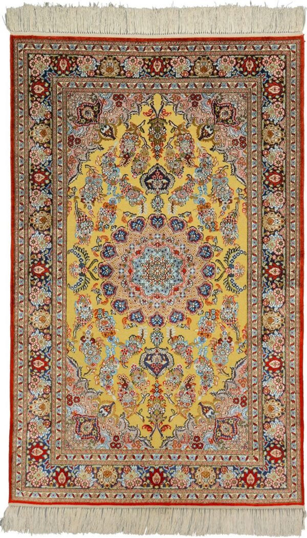 Ghom Orientteppich 94 × 150 cm, Seide, handgeknüpft