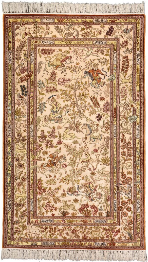 Ghom Orientteppich 94 × 154 cm, Seide, handgeknüpft