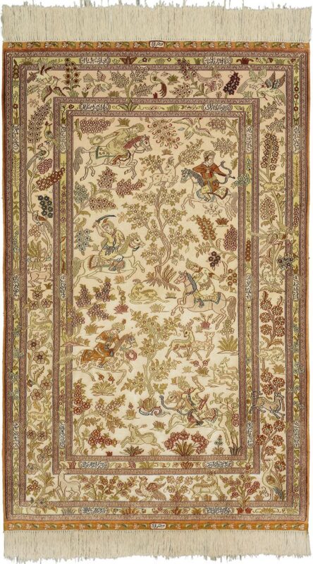 Ghom Orientteppich 97 × 154 cm, Seide, handgeknüpft
