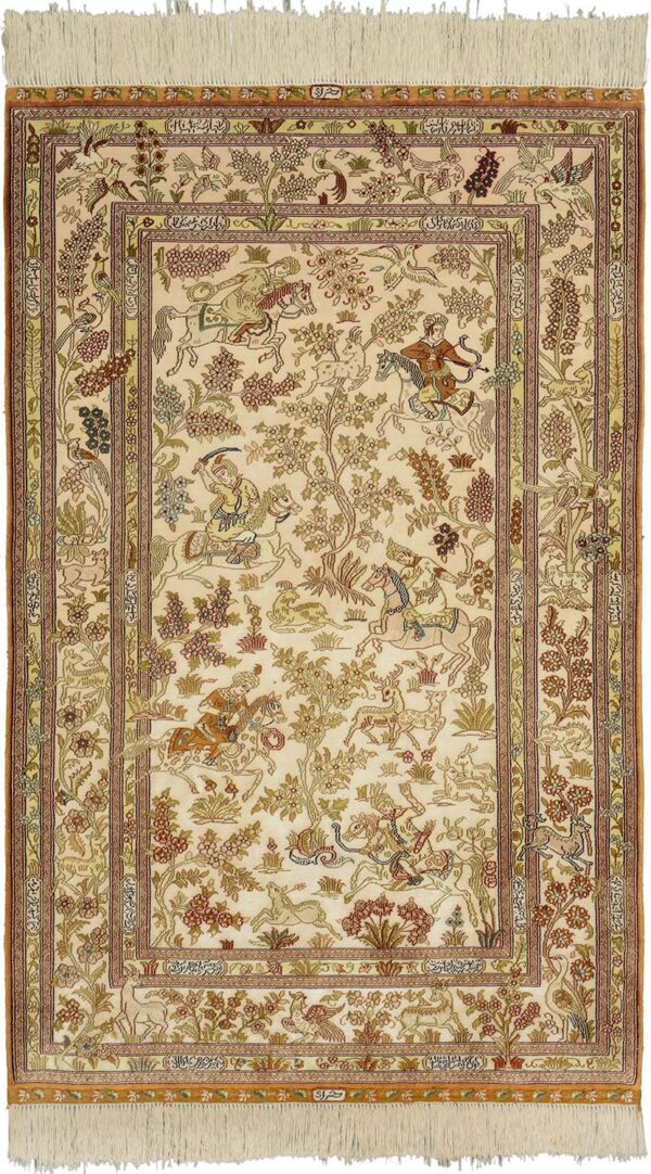 Ghom Orientteppich 97 × 154 cm, Seide, handgeknüpft