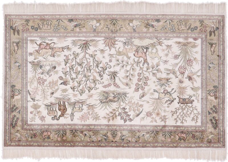 Hereke Orientteppich 122 × 183 cm, Seide, handgeknüpft