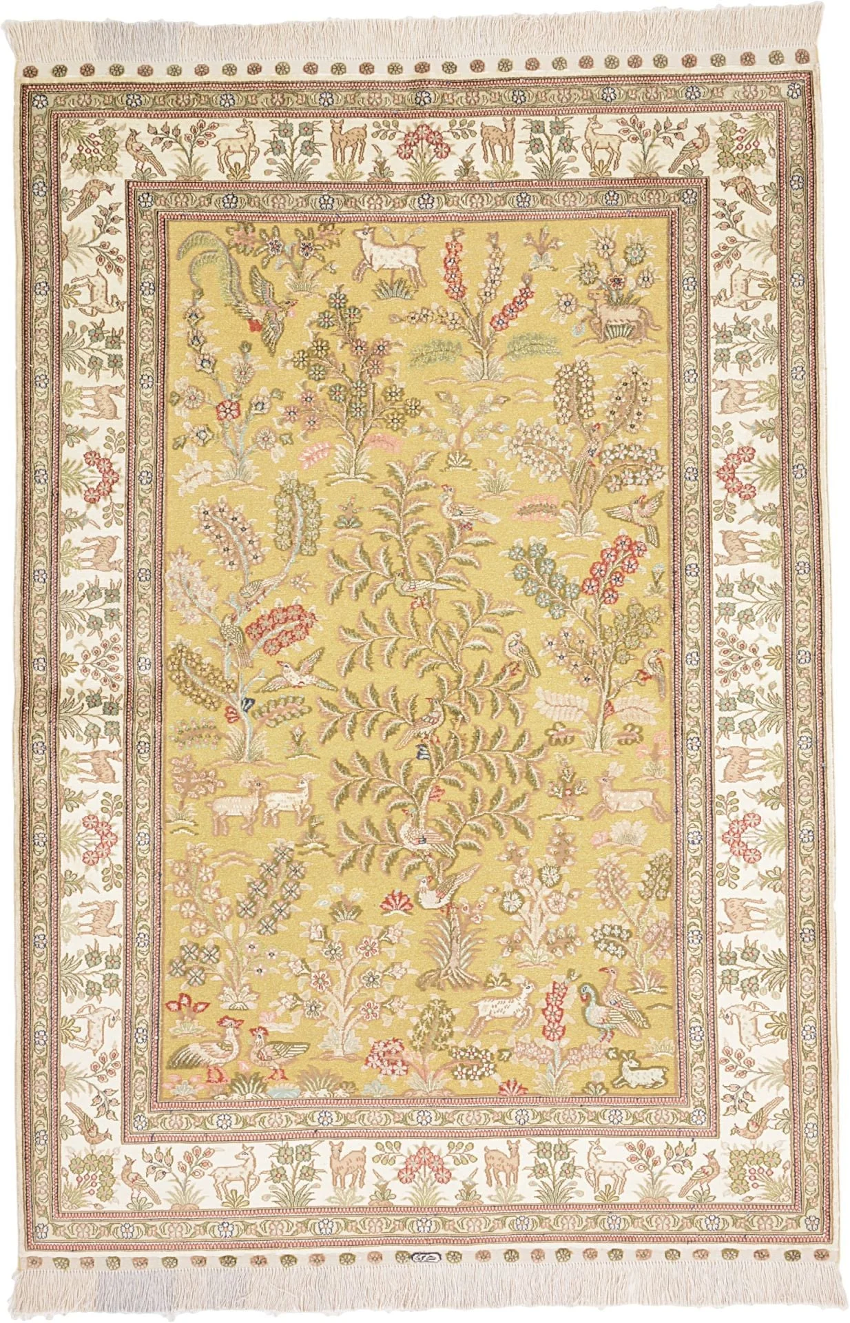 Hereke Orientteppich 126 × 186 cm, Seide, handgeknüpft
