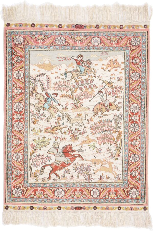 Hereke Orientteppich 46 × 61 cm, Seide, handgeknüpft