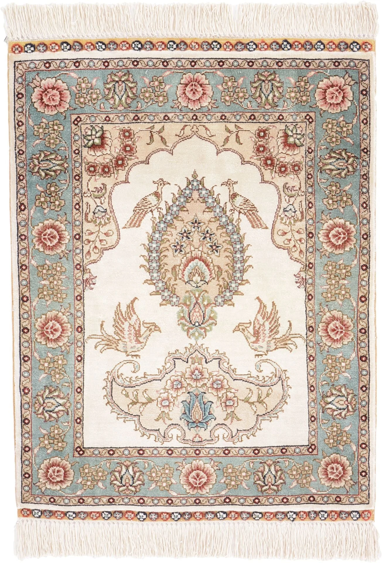 Hereke Orientteppich 46 × 61 cm, Seide, handgeknüpft