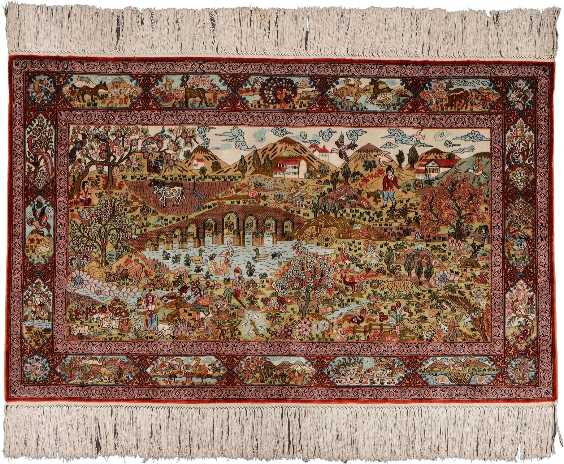 Hereke Orientteppich 60 × 94 cm, Seide, handgeknüpft