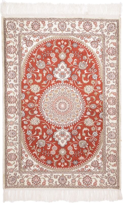 Hereke Orientteppich 61 × 91 cm, Seide, handgeknüpft exklusiv