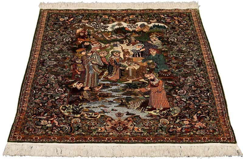 Hereke Orientteppich 62 × 92 cm, Seide, handgeknüpft