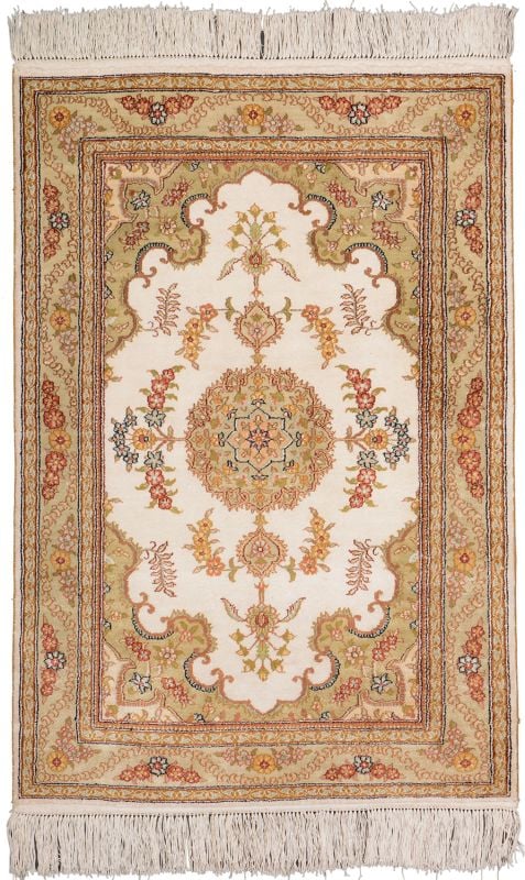 Hereke Orientteppich 63 × 92 cm, Seide, handgeknüpft