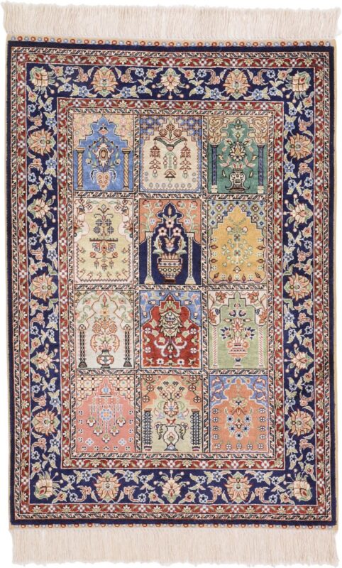 Hereke Orientteppich 63 × 92 cm, Seide, handgeknüpft