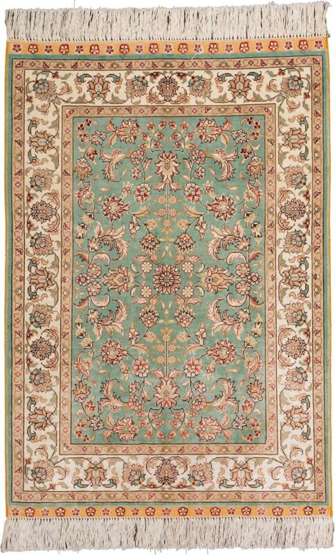 Hereke Orientteppich 63 × 92 cm, Seide, handgeknüpft