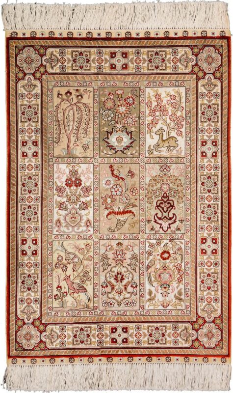 Hereke Orientteppich 63 × 92 cm, Seide, handgeknüpft