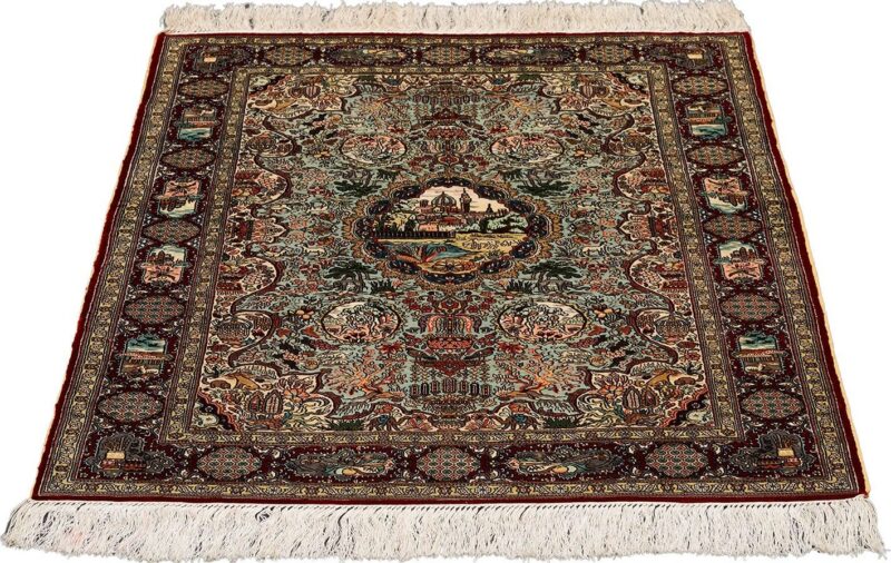 Hereke Orientteppich 63 × 92 cm, Seide, handgeknüpft