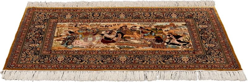 Hereke Orientteppich 63 × 95 cm, Seide, handgeknüpft super fein
