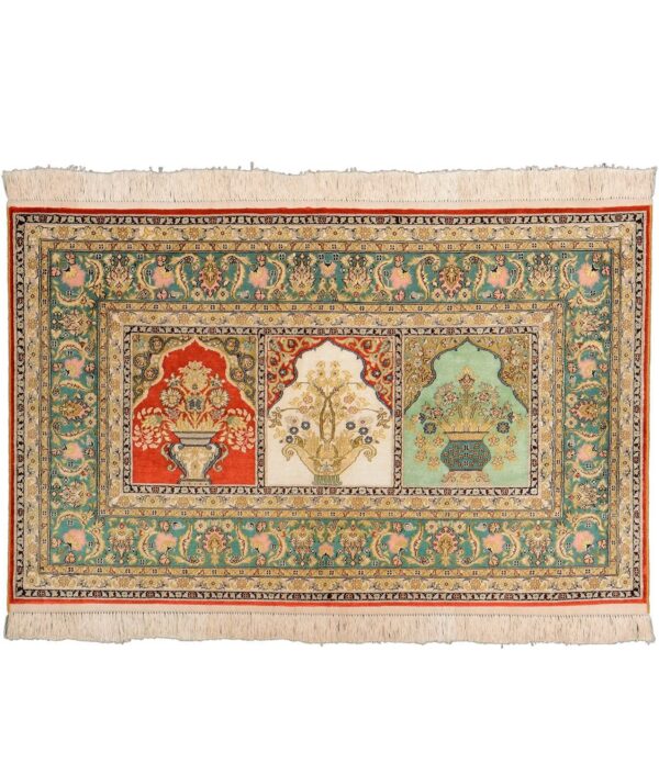Hereke Orientteppich 76 × 121 cm, Seide, handgeknüpft