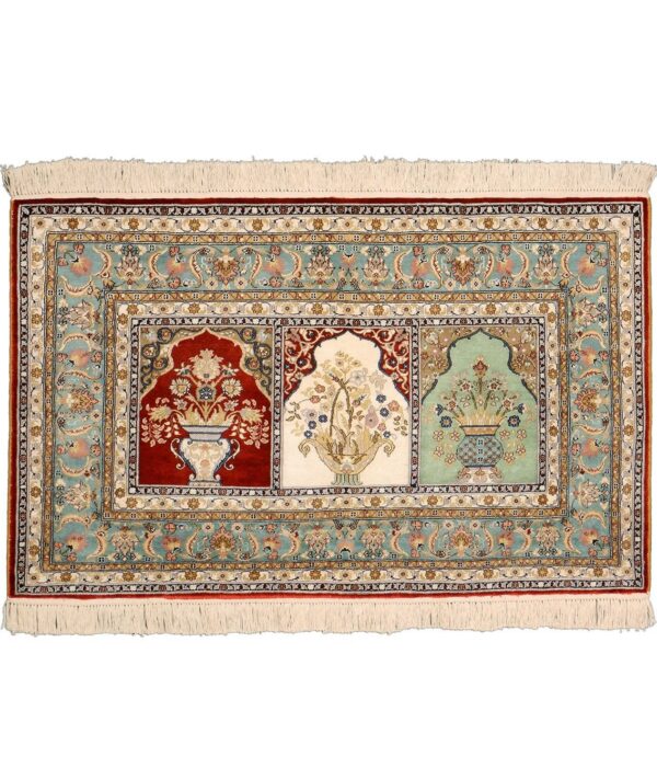 Hereke Orientteppich 76 × 122 cm, Seide, handgeknüpft