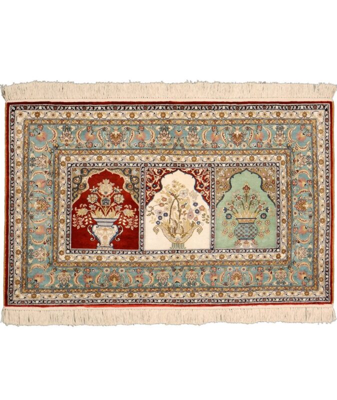 Hereke Orientteppich 76 × 122 cm, Seide, handgeknüpft