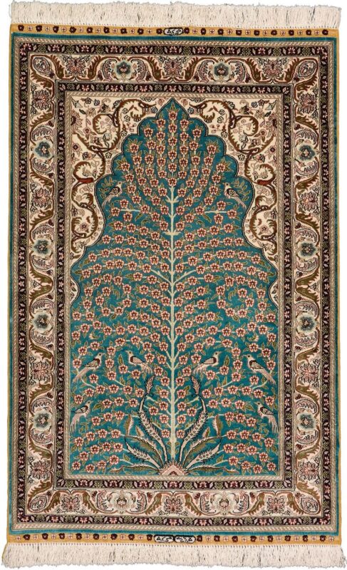 Hereke Orientteppich 79 × 122 cm, Seide, handgeknüpft exklusiv