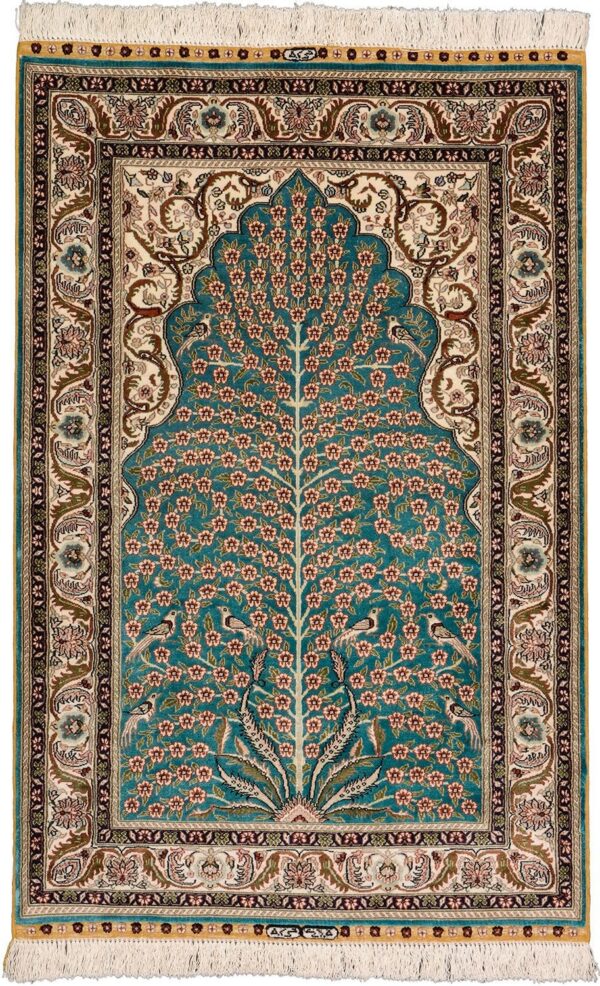 Hereke Orientteppich 79 × 122 cm, Seide, handgeknüpft exklusiv