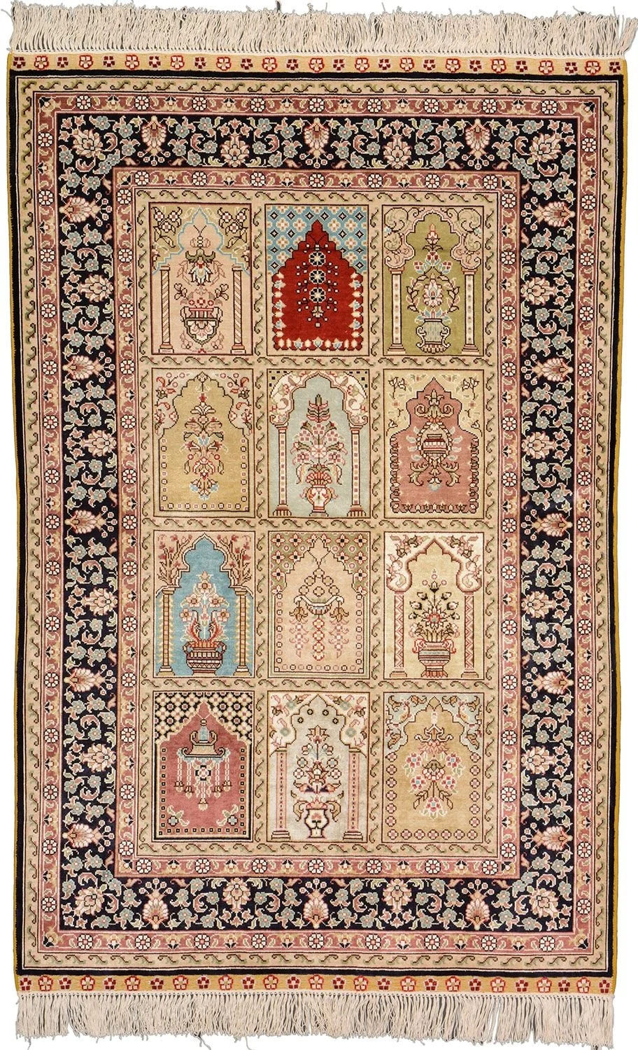 Hereke Orientteppich 79 × 123 cm, Seide, handgeknüpft exklusiv