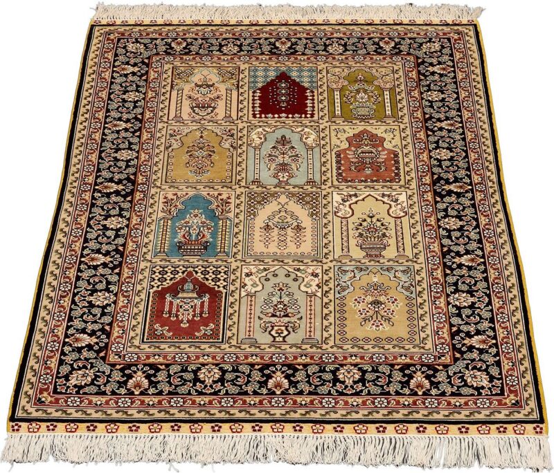 Hereke Orientteppich 79 × 123 cm, Seide, handgeknüpft exklusiv