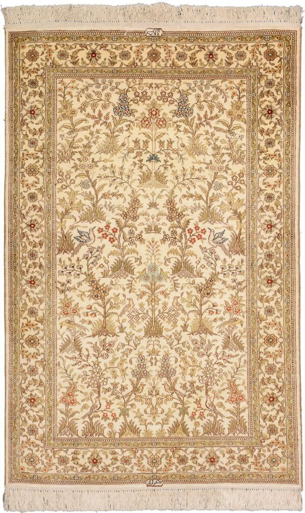 Hereke Orientteppich 79 × 123 cm, Seide, handgeknüpft exklusiv