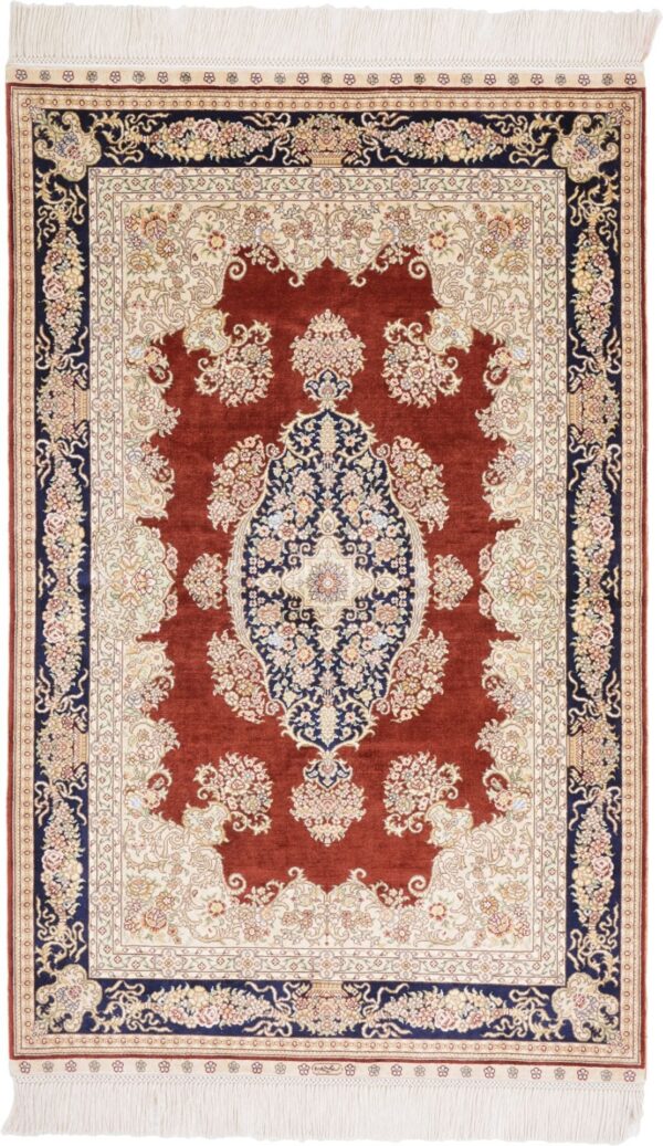orientteppich-hereke-79-x-124-cm-seide-handgeknupft.jpg Hereke Orientteppich 79 × 124 cm, Seide, handgeknüpft