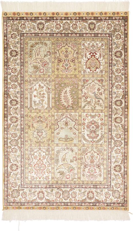 Hereke Orientteppich 79 × 124 cm, Seide, handgeknüpft exklusiv