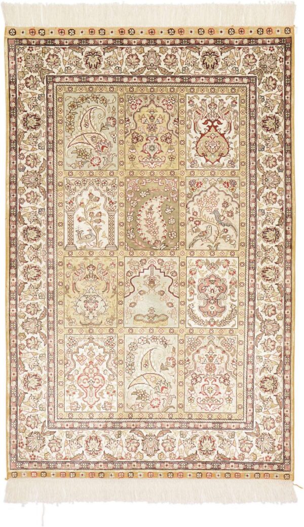Hereke Orientteppich 79 × 124 cm, Seide, handgeknüpft exklusiv