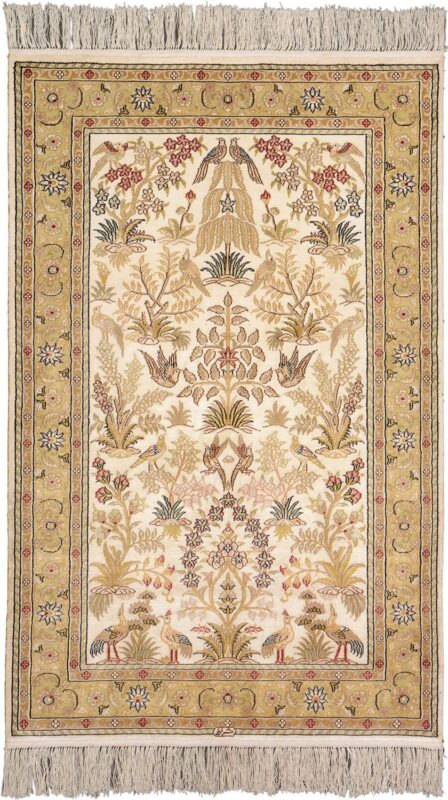 Hereke Orientteppich 80 × 125 cm, Seide, handgeknüpft exklusiv