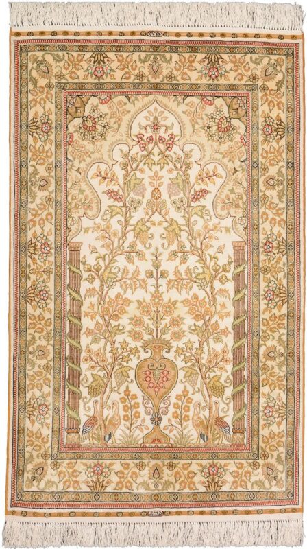 Hereke Orientteppich 80 × 128 cm, Seide, handgeknüpft