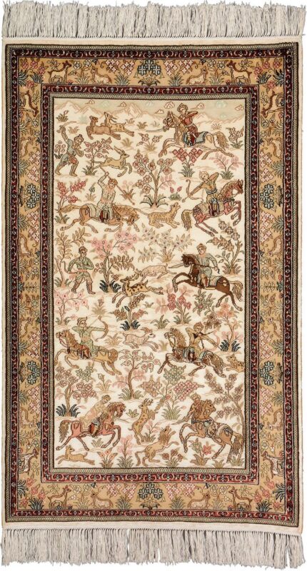 Hereke Orientteppich 80 × 129 cm, Seide, handgeknüpft