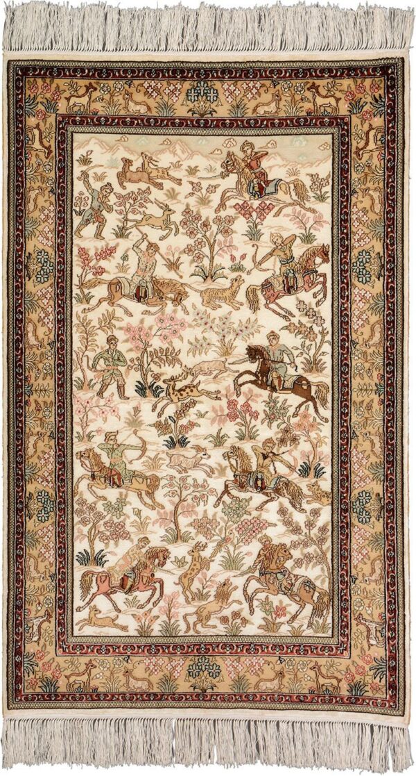 Hereke Orientteppich 80 × 129 cm, Seide, handgeknüpft